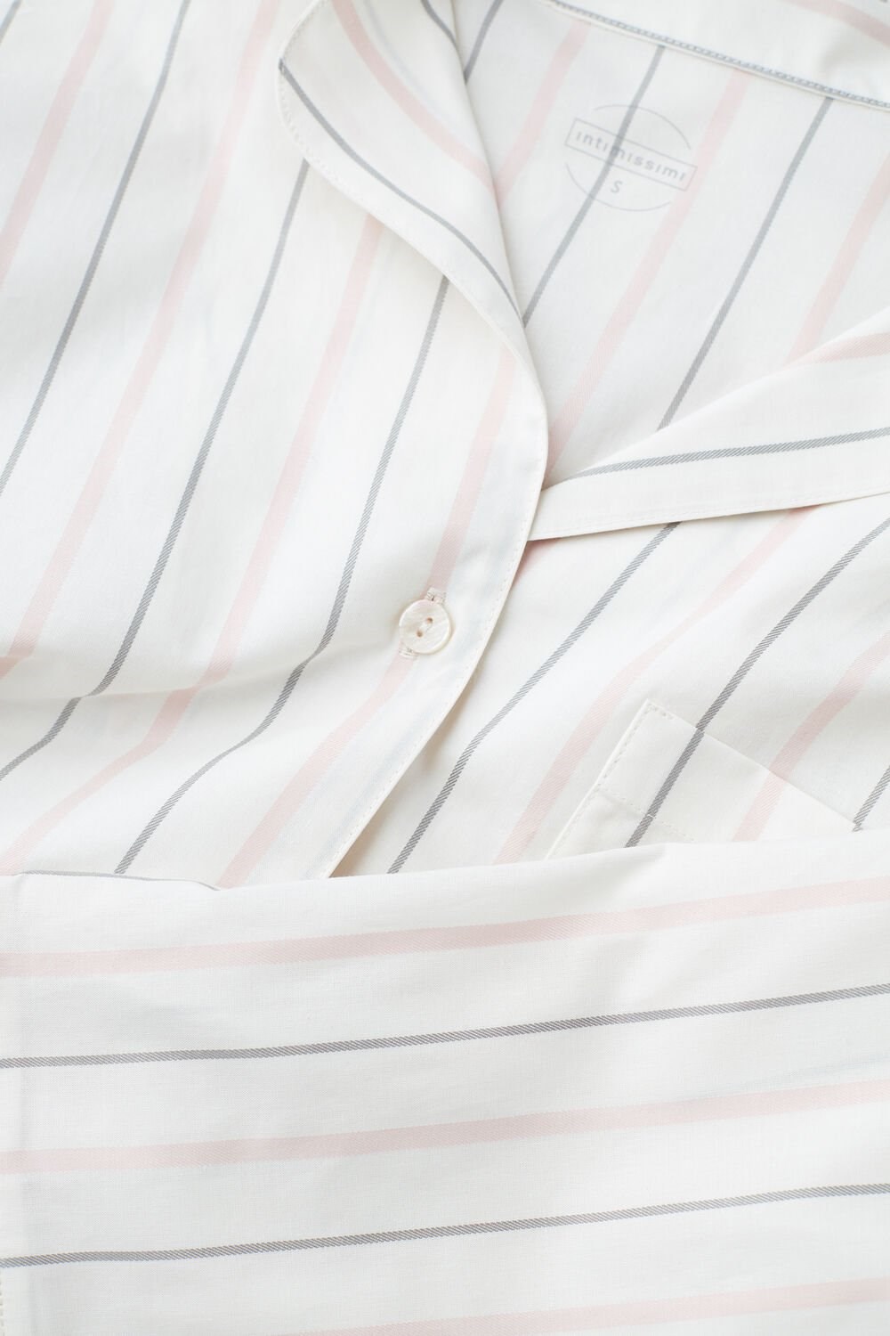 White - 225j - Ecru Beige / Pink Stripe Intimissimi Soft Spring Long Sleeve Button-Up Shirt | GJMB-83519