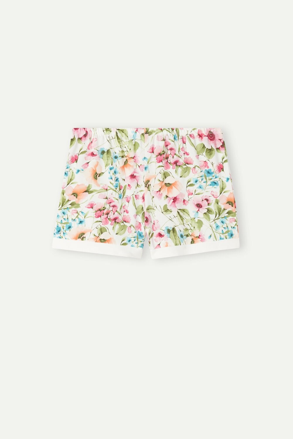 White - 229j - Small Botanical Lyrics Print Intimissimi Botanical Lyrics Modal Shorts | WGSQ-21837