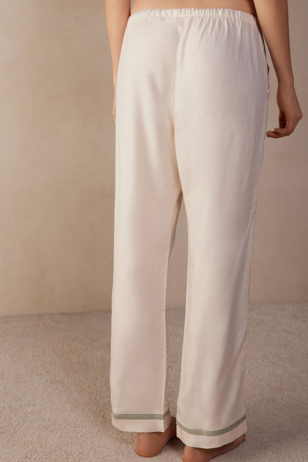 White - 230j - Heather Vanilla Ivory Intimissimi Lost in Fields Full Length Pants in Plain-weave Modal | STGF-01578