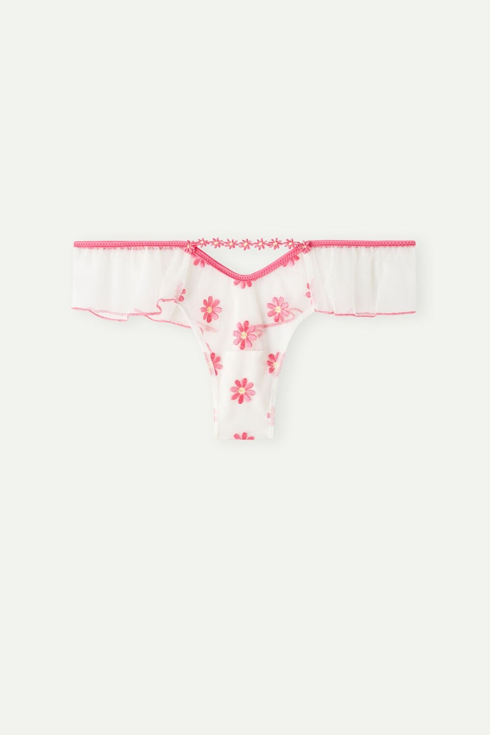 White - 239j - Fuchsia Pink / Talc White Intimissimi Sweet Like Daisies ‘80s Style Brazilian | DVHC-21469