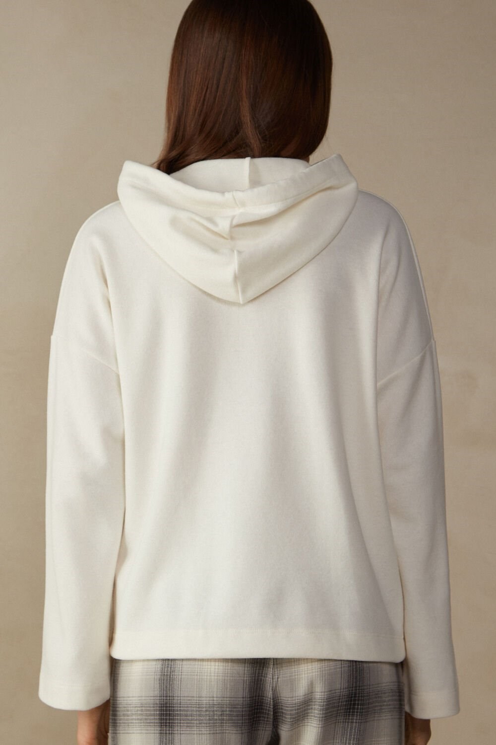 White - 2986 - Cream Intimissimi Warm Cuddles Hooded Top | RVZM-01972