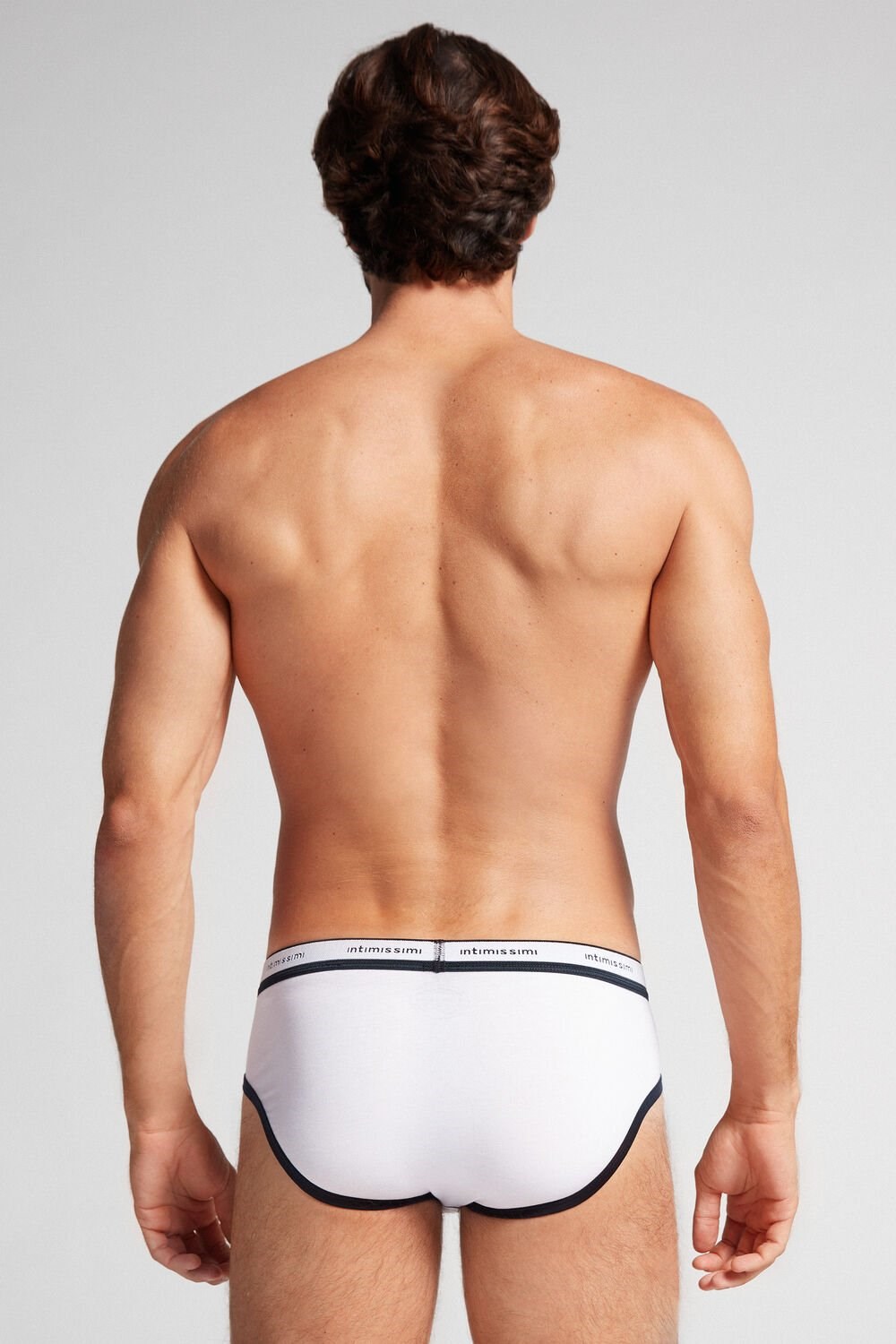 White - 6986 - White / Blue Intimissimi Natural Fresh Supima® Cotton Briefs with Logo | DCJR-23759