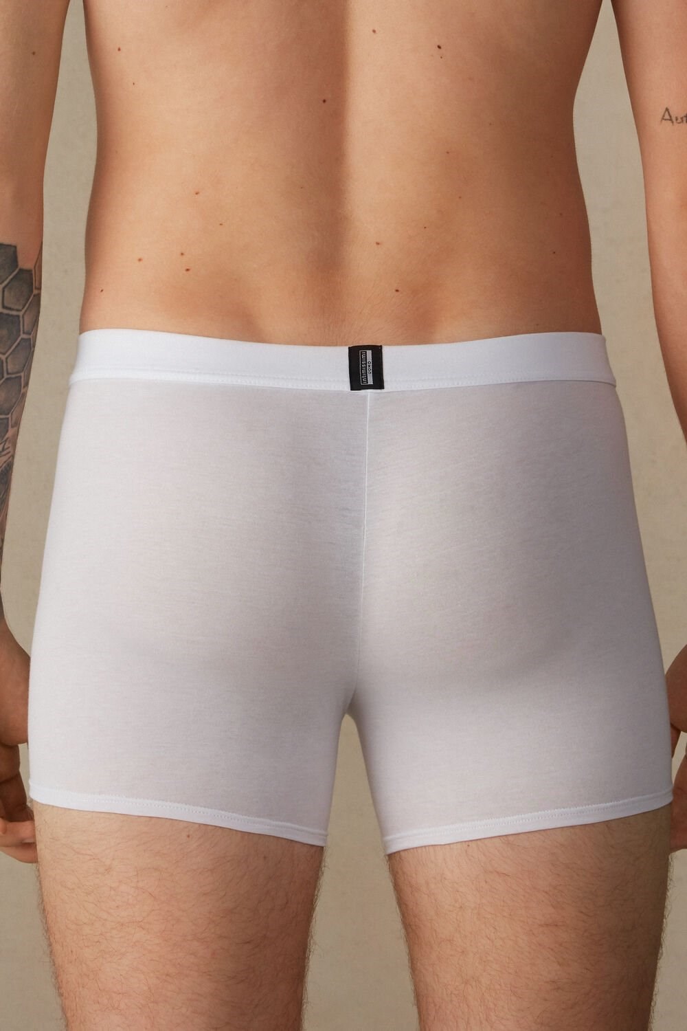 White - 6986 - White / Blue Intimissimi Natural Fresh Supima® Cotton Boxers | IDWM-94031