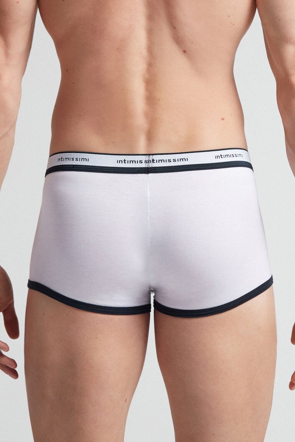 White - 6986 - White / Blue Intimissimi Natural Fresh Supima® Cotton Boxers with Logo | LUFR-12039