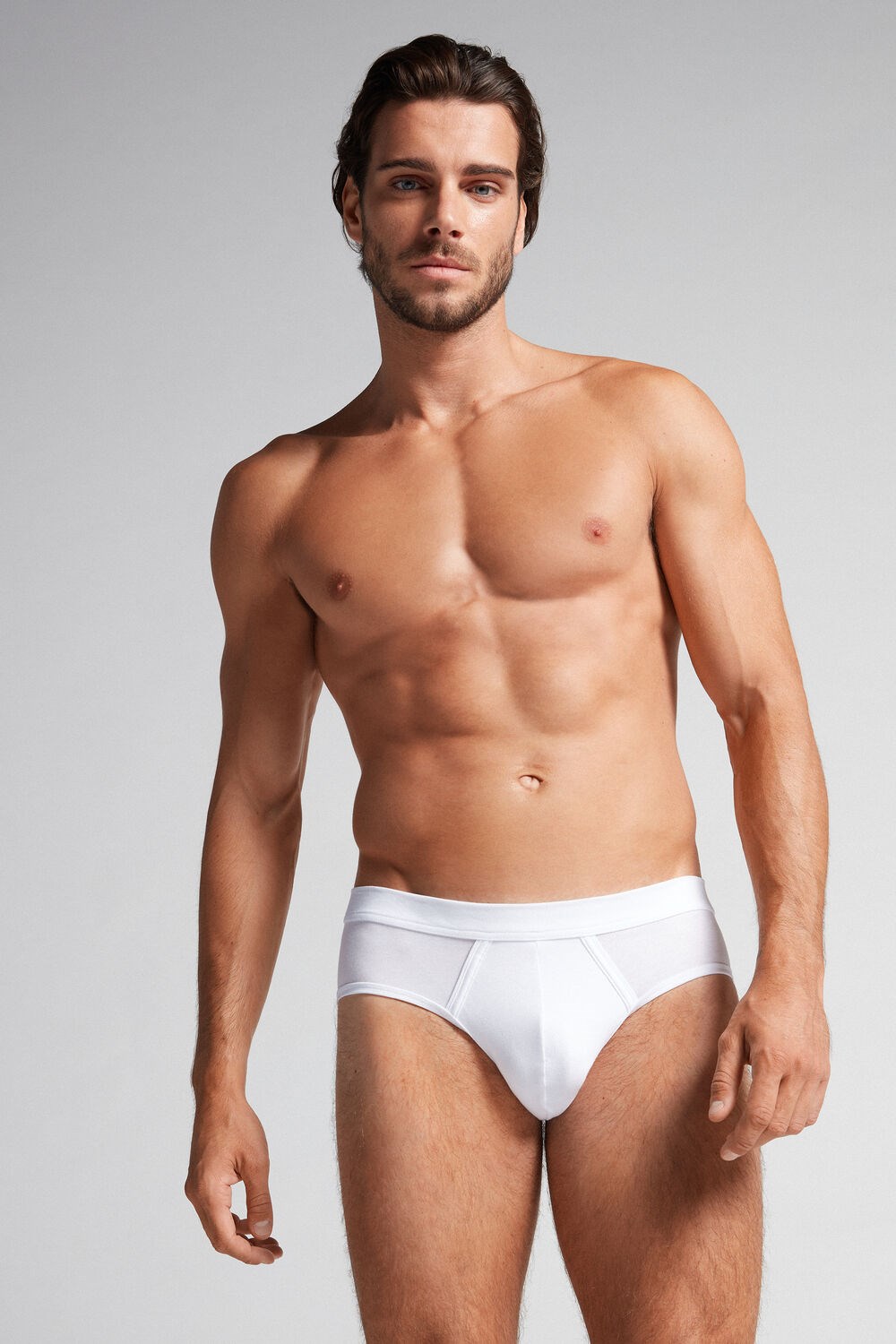 White - 6986 - White / Blue Intimissimi Natural Fresh Supima® Cotton Briefs | RHYP-95204