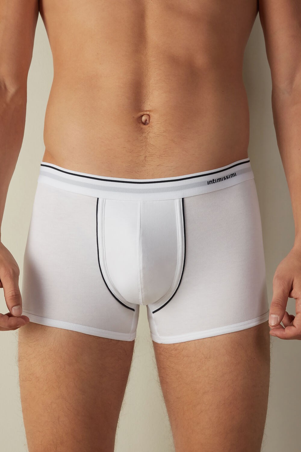 White - 6986 - White / Blue Intimissimi Supima® Cotton Boxers | SFVT-18679