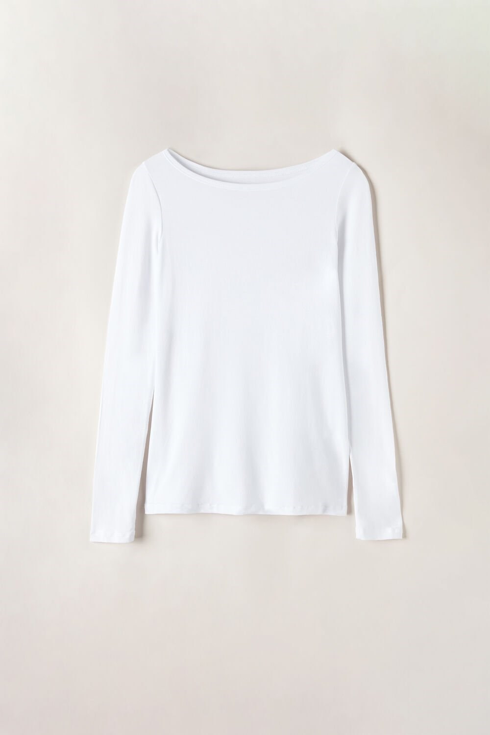 White - 7478 - Milk White Intimissimi Long Sleeve Bateau Neck Top in Micromodal | ENDV-47281