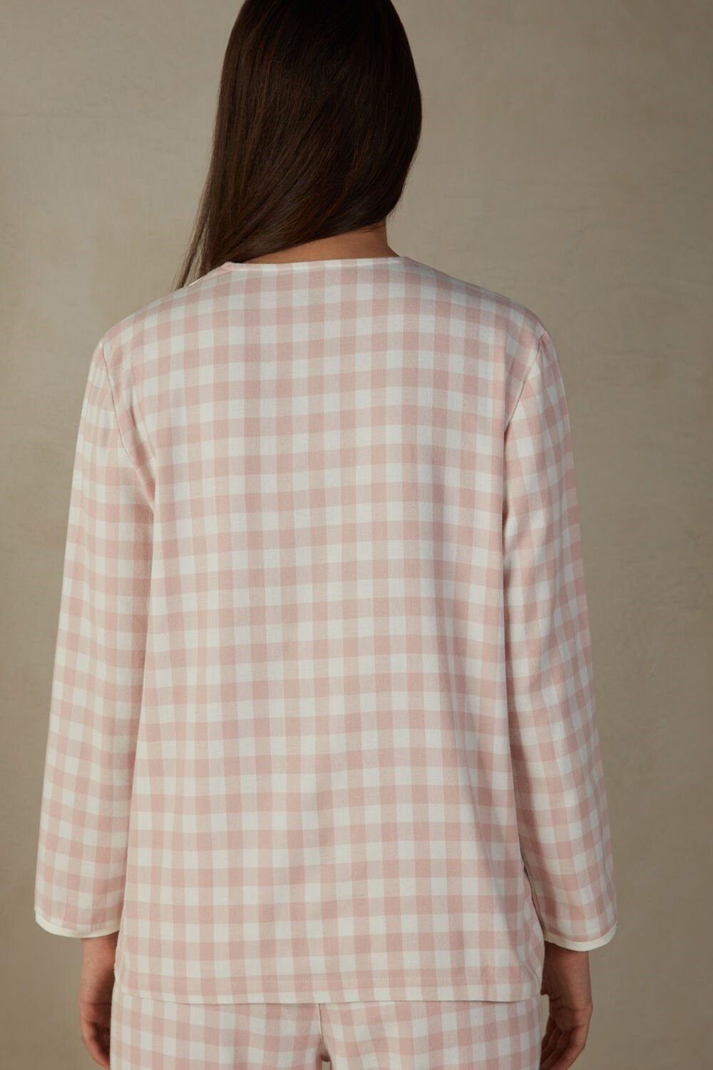 White - 895i - Pink Check / Talc Intimissimi Gingham Lover Shirt in Brushed Cloth | DZMU-08379