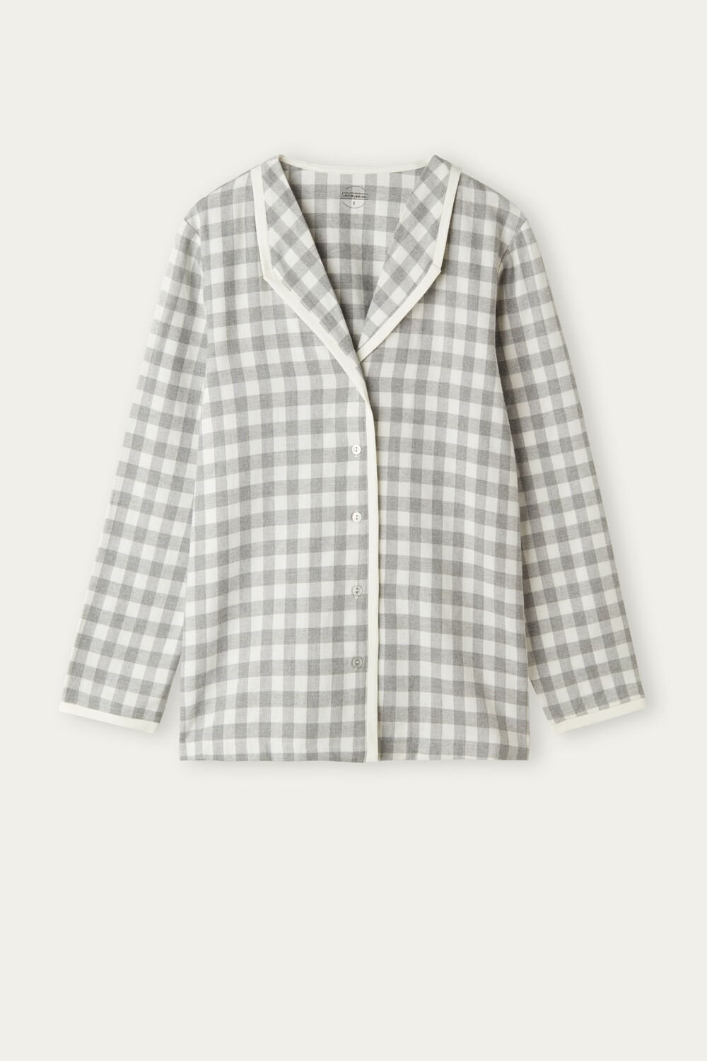 White - 896i - Heathered Grey Square / Talc Intimissimi Gingham Lover Shirt in Brushed Cloth | VJGP-09382