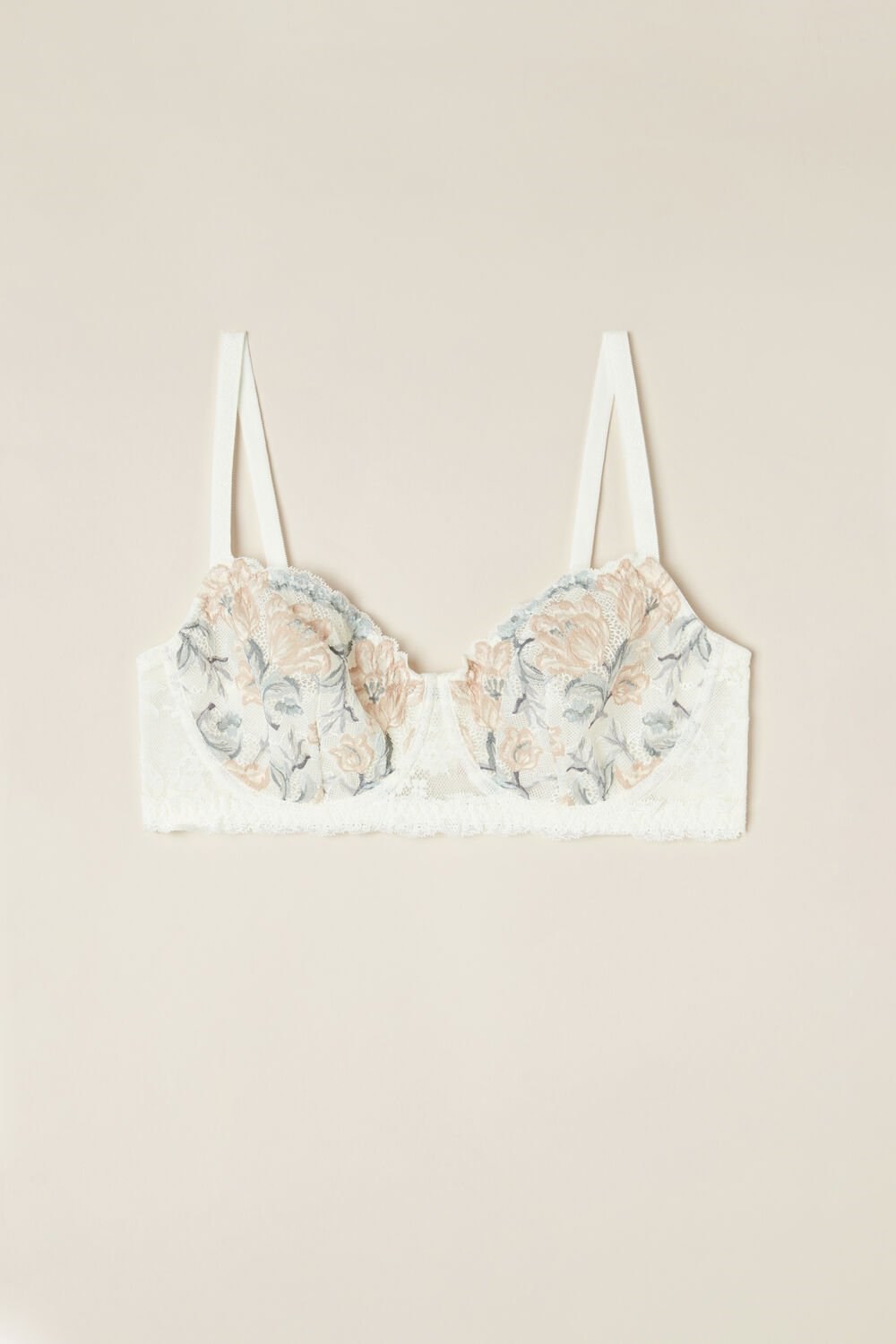 White - 990i - Ivory Autumn Beauty Floral Print Intimissimi Ephemeral Beauty Daniela Balconette Bra | DCIA-18904