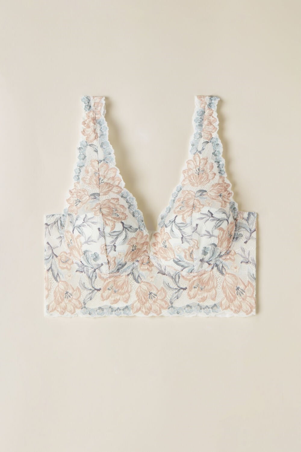 White - 990i - Ivory Autumn Beauty Floral Print Intimissimi Ephemeral Beauty Eleonora Balconette Bra | NYRU-89541