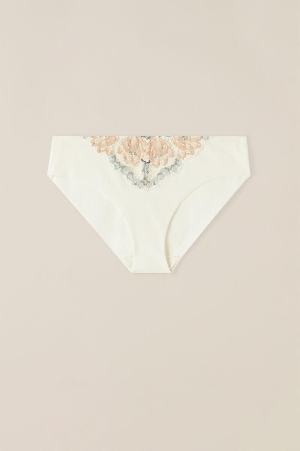 White - 990i - Ivory Autumn Beauty Floral Print Intimissimi Ephemeral Beauty Seamless Cotton Panties | PASB-35670