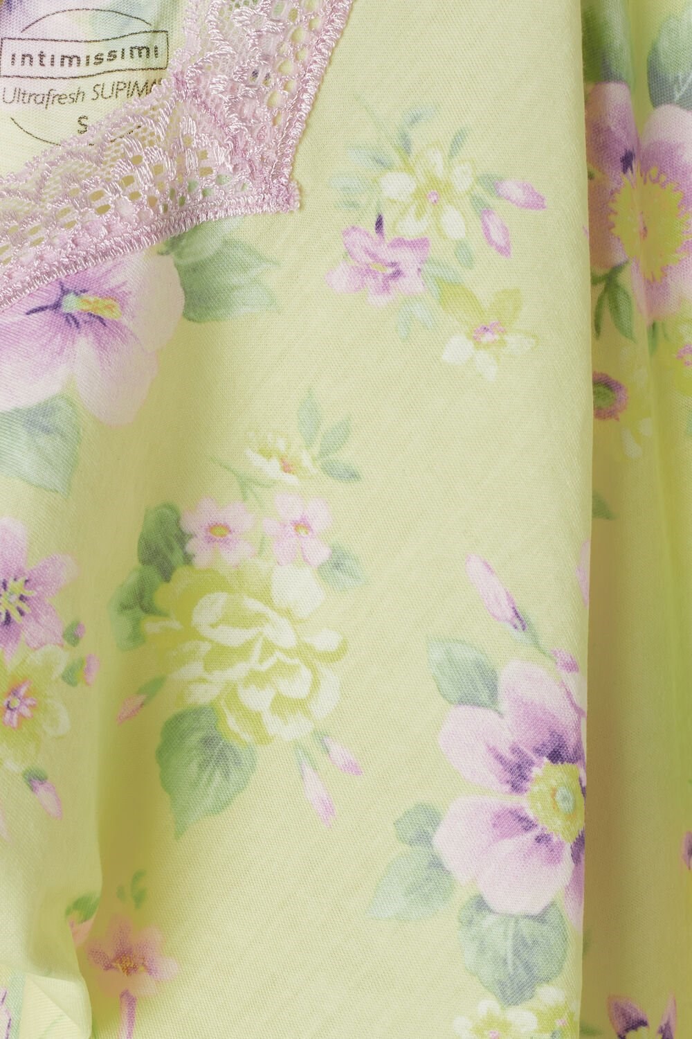 Yellow - 870i - Pastel Yellow Floral Print Intimissimi Flower Power Top in Supima® Ultrafresh Cotton | FPWU-07584