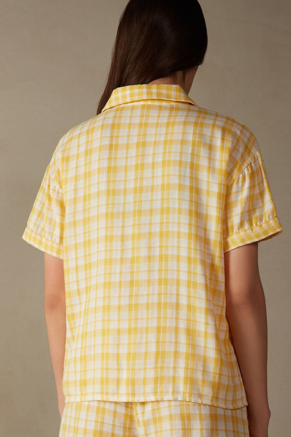 Yellow - 909i - Yellow Tartan Intimissimi Yellow Submarine Short Sleeve Top | ETOH-96841