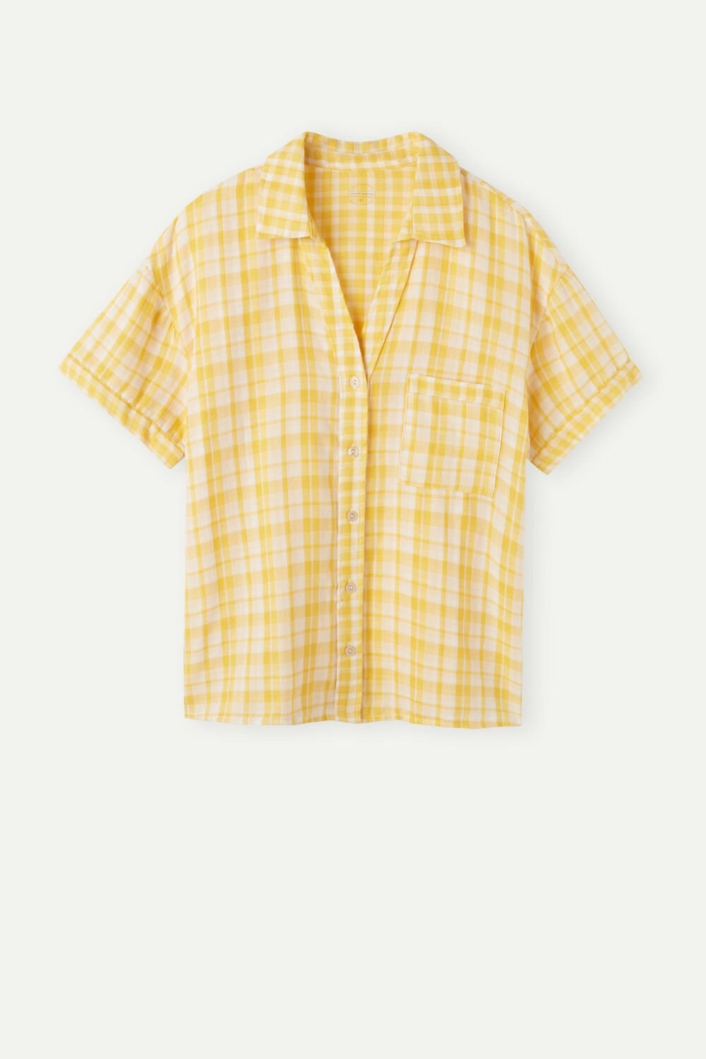 Yellow - 909i - Yellow Tartan Intimissimi Yellow Submarine Short Sleeve Top | ETOH-96841